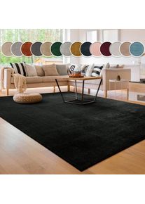 Paco Home, Teppich &raquo;Cadiz 630&laquo; rechteckig 14 mm H&ouml;he Uni-Farben, besonders weich, waschbar, auch als L&auml;ufer erh&auml;ltlich, schwarz, Polyester, B : 300 cm