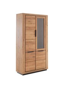 MCA living, Vitrine &raquo;GRENO Vitrine gro&szlig;&laquo; 1 Stk. tlg. aus massiver Wildeiche, Metallgriffe, Breite 107 cm, naturfarben, Holzwerkstoff, Massivholz, 