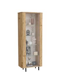 Home Affaire, Vitrine &raquo;Murano, Standvitrine H 200 cm, B 80 cm, 1 T&uuml;r, Vitrinenschrank&laquo; Formgebogenes MDF, Stirnseiten mit Rundung, Metallf&uuml;&szlig;e, 