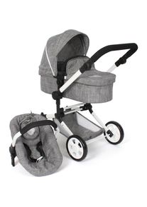 Bayer Chic 2000 CHIC2000, Kombi-Puppenwagen &raquo;Linus, Jeans Grey&laquo; mit Babywanne und Autositz, Jeans Grey, Kombi-Puppenwagen