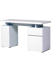 Jahnke, Schreibtisch &raquo;CU-LIBRE 140&laquo; 1 Stk. tlg. Platzsparender Arbeitsplatz, mit 1 Schublade und 2 T&uuml;ren, 135 cm, Hochglanz Wei&szlig; + Wei&szlig; + Hochglanz 