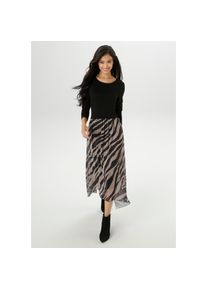 Aniston SELECTED, Damen, Jerseykleid im Materialmix mit trendigen Animalprint, schwarz-beige, N-Gr, 38 - N-Gr, schwarz-beige, Kleid im Material-Mix