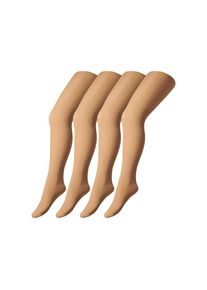Camano, Damen, Strumpfhose &raquo;fine everyday&laquo; 40 4er Pack, mit flachen N&auml;hten, hellbraun, 98-116, Kinderstrumpfhose von Camano