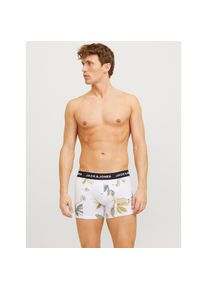 Jack & Jones Jack & Jones, Herren, Trunk &raquo;JACABSTRACT TRUNKS 3 PACK SN&laquo; Packung, 3 Stk., Iron Gate Pack:White - Black, L - 3 Stk., Elastische Boxershorts von Jack 