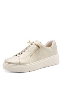 Marco Tozzi, Damen, Slip-On Sneaker , Freizeitschuh, Halbschuh, Schn&uuml;rschuh mit seitlichem Logoschriftzug, beige, 41, Cleaner Halbschuh mit Gummiz&uuml;gen