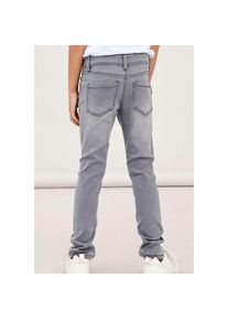 name it, Herren, Slim-fit-Jeans &raquo;NKMSILAS XSLIM JEANS 2002-TX NOOS&laquo; slim fit, Denim, Abriebeffekte, angesetztes B&uuml;ndchen, Medium Grey Denim, 152 - N-