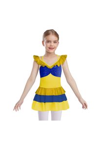 Girls Ballet Dance Tutu Dress Kids Figure Skating Gymnastics Stage Performance Costume Shiny Rhinestones Tiered Ruffled Leotards