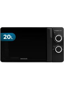 Cecotec Flachbett-Mikrowelle mit Keramik-Innenraum, Auftaumodus, 3D-Wellen-Technologie und Timer, Mikrowelle, Schwarz