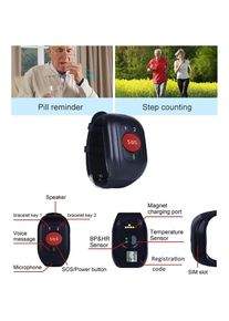 Seremy GPS-Smartwatch f&uuml;r Senioren mit Herzfrequenz- und Blutdruck&uuml;berwachung, Sturzerkennung, Wasserdicht, Smartwatch