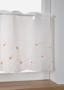 bonprix Vitr&aacute;žkov&aacute; z&aacute;clona s kvetovanou v&yacute;&scaron;ivkou, biela, D/&Scaron;: 30/85 cm