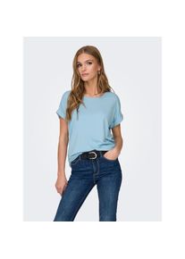 Only &raquo;ONLMOSTER &ndash; Kurzarmshirt mit Aufschlag und klassischem Look&laquo; unifarben, casual, regular fit, Viskosemischung, Rundhals blau, Gr&ouml;&szlig;e XS