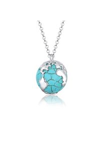 Elli Lange Kette &raquo;Halskette Globus Synthetischer T&uuml;rkis 925 Sterling Silber&laquo;