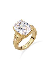 Elli Silberring &raquo;Ring Glamour Zirkonia Wei&szlig; 925 Sterling Silber vergoldet&laquo; goldfarben, Gr&ouml;&szlig;e 52