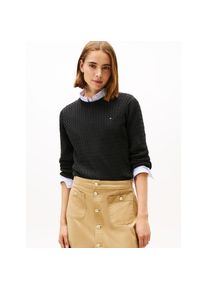 Tommy Hilfiger &raquo;CO CABLE C-NK LS SWEATER&laquo; Baumwolle, mit Zopfmuster schwarz, Gr&ouml;&szlig;e XS (34)