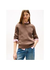 Tommy Hilfiger &raquo;CO CABLE C-NK LS SWEATER&laquo; Baumwolle, mit Zopfmuster braun, Gr&ouml;&szlig;e XL (42)