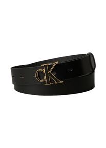 Lederg&uuml;rtel Calvin Klein "ROUND CK BUCKLE 30MM BELT INLAY", Damen, Gr. 105, schwarz (schwarz, antique light gold), Web, Rindsleder, unifarben, G&uuml;rtel Lederg&uuml;rtel, Gr&ouml;&szlig;enverstellbar mit Metallschlie&szlig;e