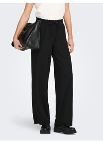 Schlupfhose Only "ONLALTA MW STRING WIDE PANT PNT ZLO", Damen, Gr. XS (34), L&auml;nge 32, schwarz, Web, Obermaterial: 98% Polyester, 2% Elasthan, unifarben, lang, Hosen Schlupfhose, Materialmix, weite Beinform