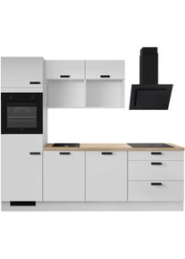 K&uuml;chenzeile IMPULS K&Uuml;CHEN "Breslau", Ausrichtung w&auml;hlbar, Schubk&auml;sten mit Soft-Close", k&uuml;che: grau, front: space grau, korpus: space grau, arbeitsplatte: eiche, nachbildung summerfield, B:260cm H:222,06cm T:60cm, Komplettk&uuml;chen-Sets, K&uuml;chenzeile, vormontiert, wahlweise mit E-Ger&auml;ten, Breite 260cm