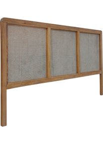 Kopfteil Sit, beige (natur), B:200cm H:120cm T:4cm, Geflecht Rattan, Massivholz, Polsterauflagen, Kopfteil, aus Rattan-Geflecht, Wiener Geflecht, Breite 200 cm