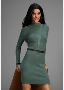 Strickkleid Bruno Banani, Damen, Gr. 40, N-Gr, graugr&uuml;n, Strick, Obermaterial: 70% Viskose, 30% Polyamid, Mesh, unifarben, sehr figurbetont mini, Kleider Strickkleid, in Rippstrick