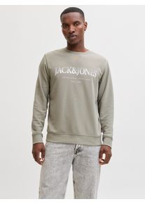 Jack & Jones Sweatshirt JACK & JONES "JJDEVIN DAYTONA PRINT SWEAT CREW NECK", Herren, Gr. XL, vetiver, angeraute Sweatware, Obermaterial: 60% Baumwolle, 40% Polyester, bedruckt, regular fit normal, Rundhals, Rippb&uuml;ndchen, Sweatshirts Sweatshirt