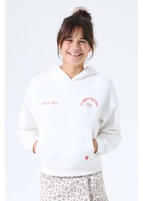 Kapuzensweatshirt Garcia, M&auml;dchen, Gr. 140/146, wei&szlig; (sanftes wei&szlig;), Sweatware, Obermaterial: 80% Baumwolle, 20% Polyester, bedruckt, bestickt, l&auml;ssig geschnitten h&uuml;ftbedeckend, Rundhals, B&uuml;ndchen, Sweatshirts Kapuzensweatshirt, mit Prints und Stickereien, f&uuml;r Girls