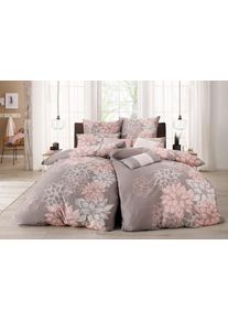 Bettw&auml;sche OTTO HOME "Susan in Gr. 135x200 oder 155x220 cm", rosa (rosa, grau), B/L: 135cm x 200cm, 1 Stk., 1 Stk., Biber, B/L: 80cm x 80cm, 2 Stk., Biber, Obermaterial: 100% Baumwolle, Bettw&auml;sche, Bettw&auml;sche, in verschiedenen Qualit&auml;ten, romantische Bettw&auml;sche mit Blumen