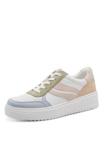 Plateausneaker Marco Tozzi, Damen, Gr. 40, Textil, wei&szlig; multi, Lederimitat, Textil, kontrastfarbene Details, Schuhe Plateausneaker, Freizeitschuh, Halbschuh, Schn&uuml;rschuh mit farbigen Kontrastbes&auml;tzen