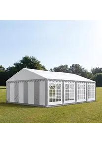 TOOLPORT PRO 6x8m Partyzelt, PVC-Plane, grau-wei&szlig; - (6054)