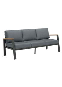 Ambia Garden Loungesofa, Anthrazit, Grau, Naturfarben, Holz, Metall, Textil, Eukalyptusholz, massiv, F&uuml;llung: Schaumstoff, Komfortschaum,Komfortschaum, 191x74x75 cm, Gartenm&ouml;bel, Loungem&ouml;bel, Gartensofas & Loungesofas