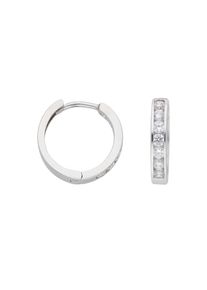 Adelia&acute;s Adelia ́s, Damen, Paar Creolen &raquo;585 Wei&szlig;gold Ohrringe Creolen mit Zirkonia &Oslash; 13, 6 mm&laquo;, silber, silber, Ma&szlig;e - &Oslash; 13,6 mm - Breite 2,4 mm