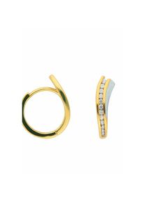 Adelia&acute;s Adelia ́s, Damen, Paar Creolen &raquo;585 Gold Ohrringe Creolen mit Zirkonia&laquo;, gold, gold, Ma&szlig;e - Breite 4,5 mm - H&ouml;he 16,4 mm