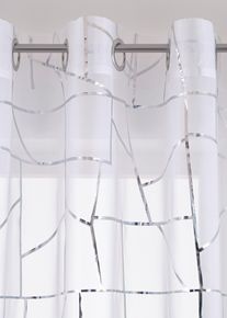 Transparant gordijn met glanzende print (set van 2) - wit - maat 245x140 cm - bonprix