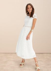 Jersey jurk met gehaakt inzetstuk in de taille - wit - maat 40/42 (M) - bonprix