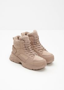 Gevoerde veterboots - beige - maat 37 - bonprix