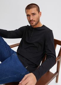 Henley shirt comfort fit (set van 2) - zwart - maat 60/62 (XXL) - 100% katoen - bonprix