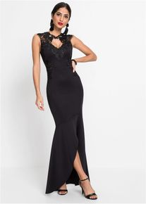 Maxi jurk van stevig scuba met kant - zwart - maat 32/34 (XS) - bonprix