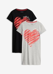 bonprix Koszula nocna z czystej bawełny (2 szt.), szary, 56/58