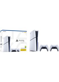Sony PlayStation 5 1 TB BluRay Weiss + 2 Controller, Spielkonsole, Schwarz, Weiss