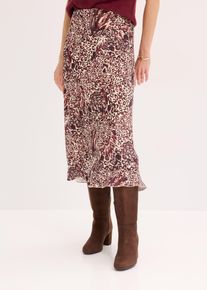 bonprix Femei Fustă din satin cu material structurat, bej, 54