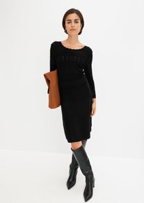 Strickkleid mit Ajourmuster, schwarz, Gr&ouml;&szlig;e 52/54 (XXL), bonprix