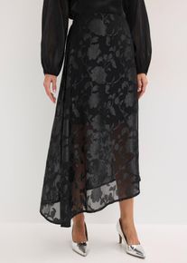 Maxirock mit asymmetrischem Saum, schwarz, Gr&ouml;&szlig;e 42, bonprix