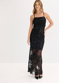 Maxikleid mit floraler Stickerei, schwarz, Gr&ouml;&szlig;e 32, bonprix