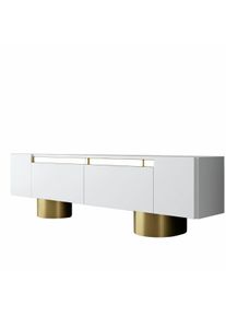 Hanah Home Telev&iacute;zny stol&iacute;k Bohem v bielej a zlatej farbe