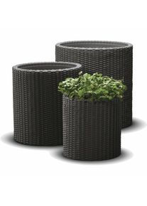 Sada kvetin&aacute;čov Keter Cylinder S+M+L, antracitov&aacute;farba