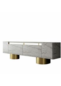 Hanah Home Bohem Travert&iacute;n a zlat&yacute; TV stol&iacute;k