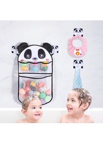 Cartoon Shower Hanging Basket Mesh Bag Bathroom Storage Pouch Organizers Holder for Kids Baby Bath Water Toys Net Pouch Bags