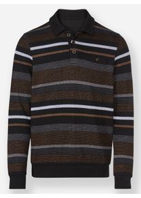 Marco Donati Herren Sweatshirt met in het garen geverfd streepdessin in zwart/bruin gestreept ,maat 44/46, Witt, 100% Katoen