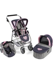 Bayer Chic 2000 CHIC2000 Kombi-Puppenwagen &raquo;Emotion All In 3in1, Grau-Navy&laquo; inkl. Babywanne, Babyschale und Sportwagenaufsatz