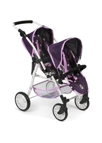 Bayer Chic 2000 CHIC2000 Puppen-Zwillingsbuggy &raquo;Twinny, Stars Lila&laquo; mit schwenkbaren Vorderr&auml;dern
